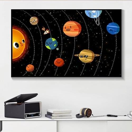 Universe Solar System Poster Galaxy Space Stars Nebula Art Canvas Painting Prints Science Education Poster for Home School