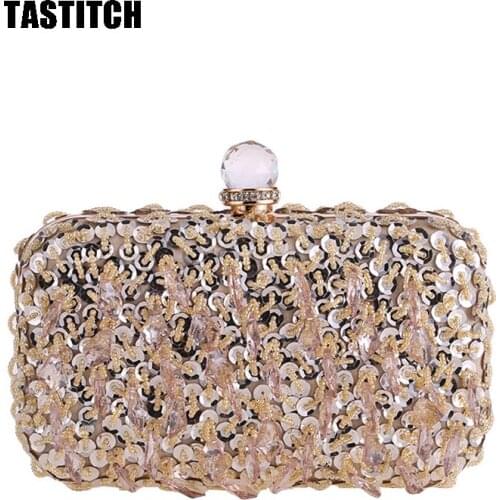 2020 Fashion Elegant Evening Clutch Diamonds Box Bag For Party Wedding purse top handle Handbag Womens Rhinestone Sling Bag