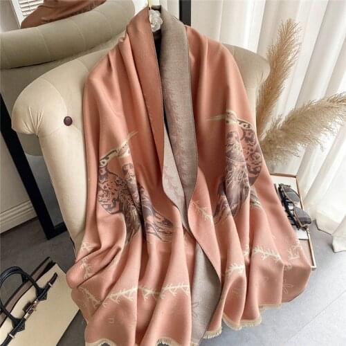 Luxury Brand Winter Scarf Women Warm Cashmere Pashmina Shawls Warps Female Thick Blanket Winter Horse Print 2021 New