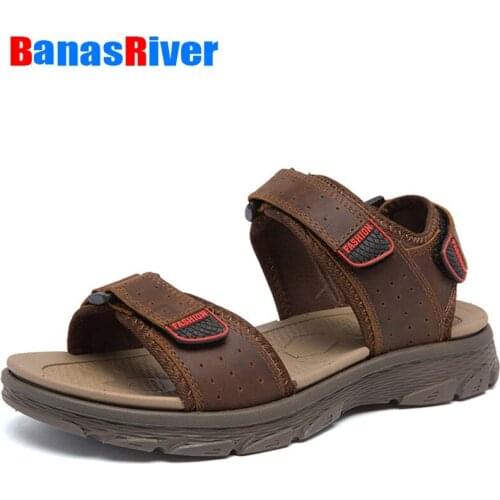 NEW Men sandalias Leather Sandals Summer Roman Shoes Classics Comfort Sandals Hollow Foot Wear Hombre Anti-skid Outdoor Handmade