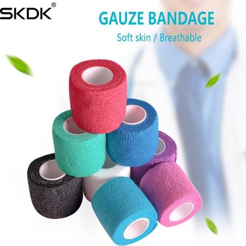 SKDK 5pcs Wrist & Hand Protector Athletic Tape Non Woven Bandage Rolls Self Adherent Cohesive Wrap Bandages Bundle Pack