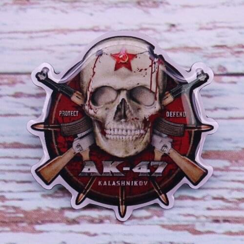 Soviet AK47 Special Forces Red Star Skull lapel pin Kalashnikov Protect Defend gift