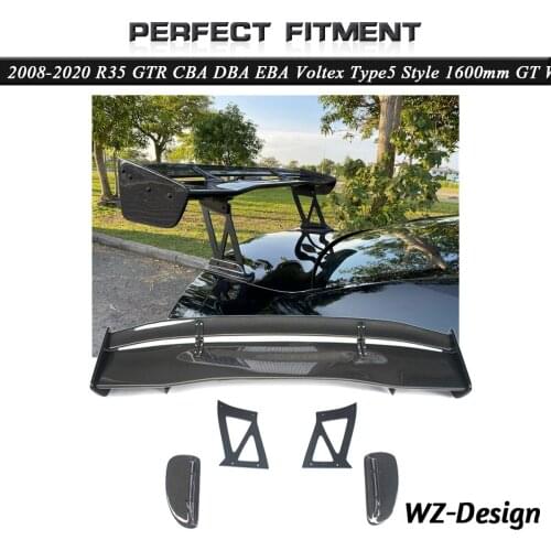 Car-Styling 1600mm Carbon Spoiler & Base w/ Aluminum Legs Fit For 2008-2020 R35 GTR CBA DBA EBA Voltex Type-5 Style GT Wing