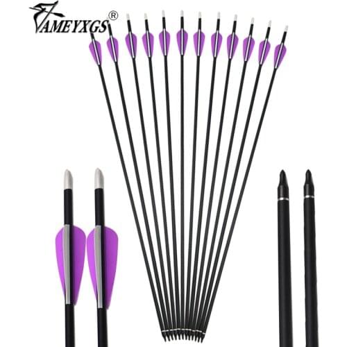 6/12pcs Archery Carbon Arrow Spine 500 ID6.2mm Arrow Shaft For Compound/Recurve Bow Hunting Shooting Accessories