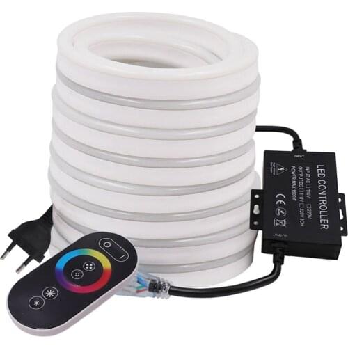 LED Neon Light 220V Flexible RGB LED Tape with Full Touch WiFi Control 5050 120 LEDs Strip Waterproof Neon Sign String Rope Lamp