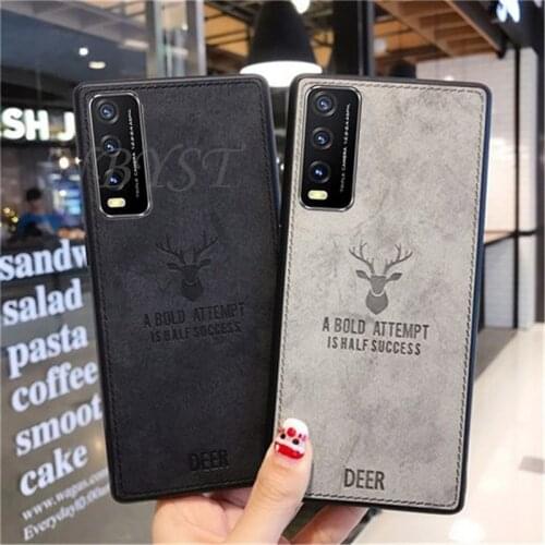 Deer Fabric Texture Shockproof Case For VIVO V20 V17 Neo V15 Y50 Y20 Y11S Y12S Y31S Y52S Y17 Y19 Y3 Y15 Y91C Silicon Back Cover