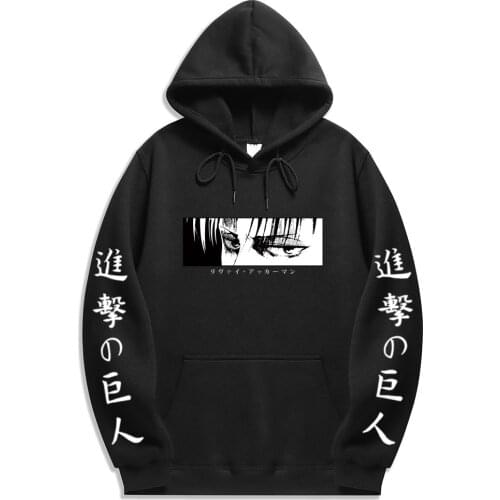 Japanese Anime Attack On Titan Hoodies Levi Ackerman Pullover Hooded Sweatshirt Mens Long Sleeve Clothing Casual Loose Tops