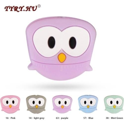 TYRY.HU 50pc Food Grade Silicone beads Lovely Carton Owl Shape Baby Chewable Teething Beads For Baby Jewelry Making Necklace DIY