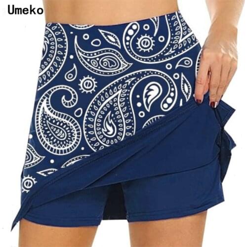 Umeko Summer Split Chiffon Shorts Skirts Women Fake Two-piece Slim Leaves Skirt Woman High Waist A-line Thin White Skirts Femme