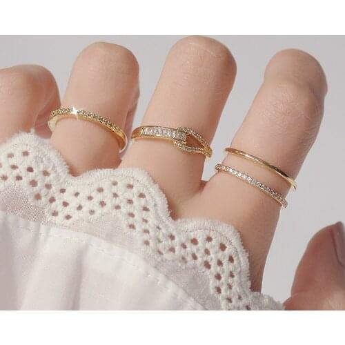 Korean Fashion Exquisite Shining Micro Inlaid Zircon Ring for Women Adjustable Delicate Daily Jewelry Accessories