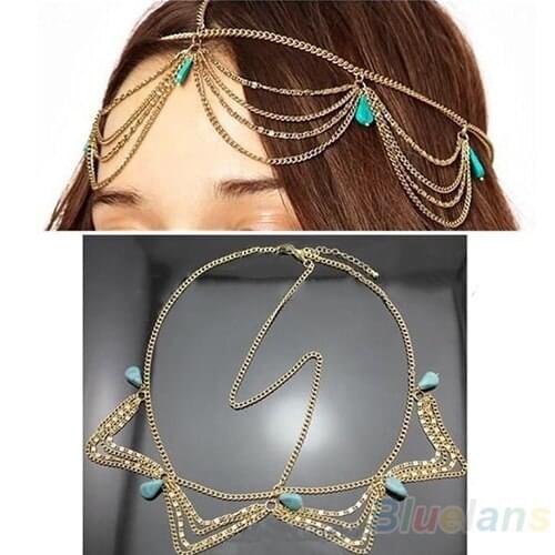 Charm Gothic Bohemian Boho Hair Crown Cuff Headband Head Hairwear Headdress Chain Jewelry Women 1FKK