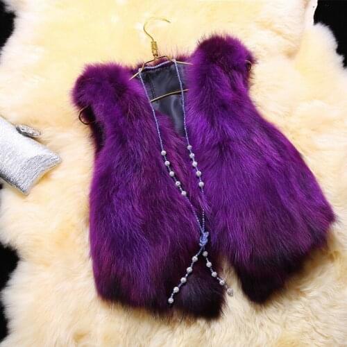 Autumn and winter womens V-neck 100% genuine fox fur short fur vest waistcoat ladys fashion front length back short vest