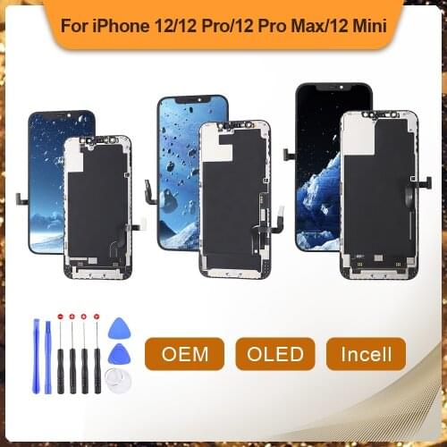 LCD For iPhone 12 12Pro 12 Pro Max 12 Mini OLED Touch Screen Digitizer Assembly OEM Display With Frame Replacement No Dead Pixel