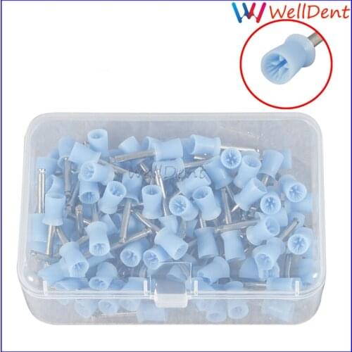 100 Pcs Dental Brush Polishing Latch Type Prophy Cup Rubber Polisher Blue Dental Materials Dental Lab Dental Tools