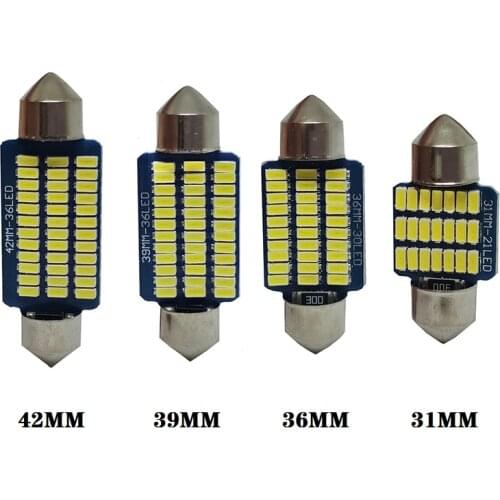 1X Festoon Car LED Interior Reading Light White 6000K C5W C10W 31mm 36mm 39mm 42mm Auto Room Ceiling Dome Lamp 12V