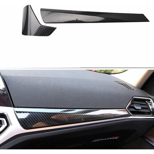 2PCS New Product Carbon Fibre Dashboard Decoration Strip Car Accessories For BMW 3 Series G20 G21 2019 2020 2021 M Sport