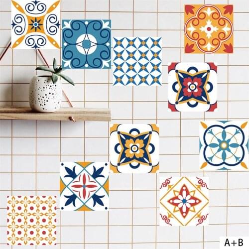 20*100 CM European Classical Color Wall Tile Stickers Bathroom Kitchen Waterproof Vinyl Adhesive Wallpaper Kitchen Home Decals