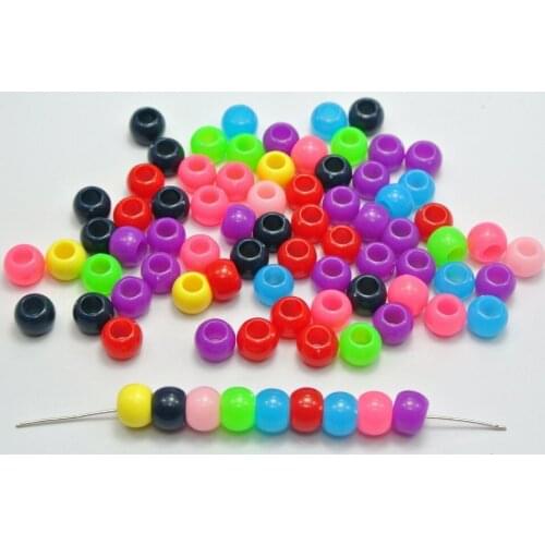 200 Mixed Color Acrylic Round Beads 8X6mm for Kids Craft Kandi Bracelet