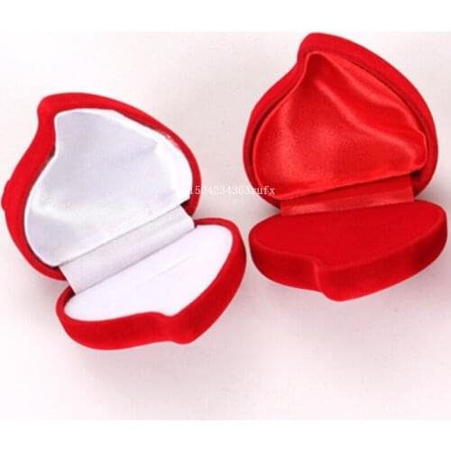 200pcs Heart Shaped Ring Boxes Rose Flower Design Gifts Holder Red Engagement Wedding Jewelry Boxes Gift Box for Lover