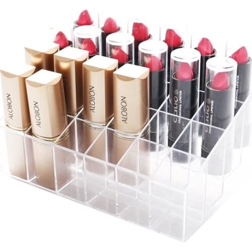 24 Grid Acrylic transparent Makeup Organizer Storage Boxes Make Up Organizer lipstick holder Jewelry Box Holder Display