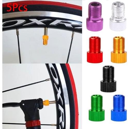 5Pcs Aluminum Alloy Bike Valve Adapter Caps Bicycle Air Nozzle Air Pump Road Racing Bike Inner Tube Tools Bicycle Accessories