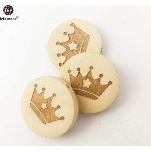 Lets Make Wooden Beads 50pc Engrave Lettering Circle Environmental Protection Original Smooth Bracelet Beads Baby Teether