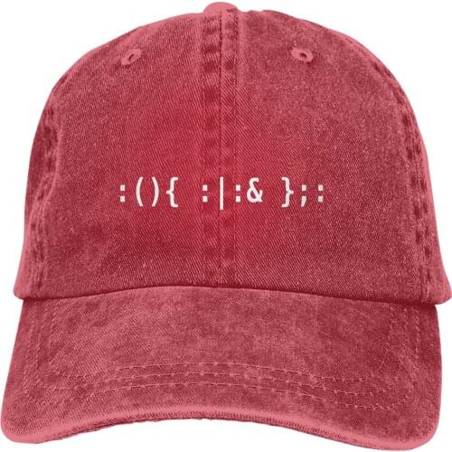 Adjustable Solid Color Baseball Cap Bash Fork Bomb - White Text For Unix Hackers Washed Cotton Linux Program Sports Woman Hat