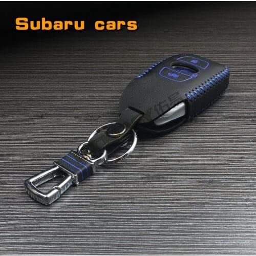 Genuine Leather Car Key Case Cover For Subaru XV BRZ Forester Legacy Outback key holder key2a