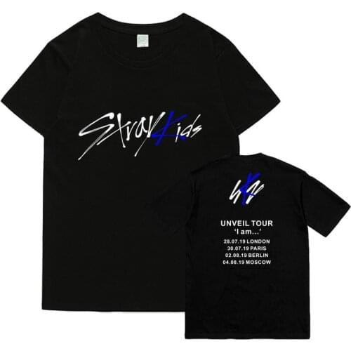 Kpop Straykids Concert Unveil Tour All Member Name Printing T Shirt Unisex Summer Style O Neck Short Sleeve Stray Kids T-shirt