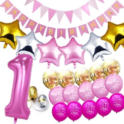 Baby Shower Girl&Boy 1st Birthday Balloon Kids Big One 1 Year Old First Happy Birthday Party Decoration Ballon Baby Girl Favor