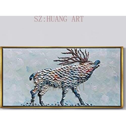 Home beauty Handpainted Rhinoceros oil painting on canvas wall picture animal drawing colorful painting wall Art Walking Rhinoce