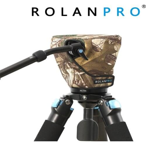 ROLANPRO Rain Cover Raincoat Jungle Camouflage Clothing for Sirui FS VH-15 Fluid Head Hydraulic Tripod Head