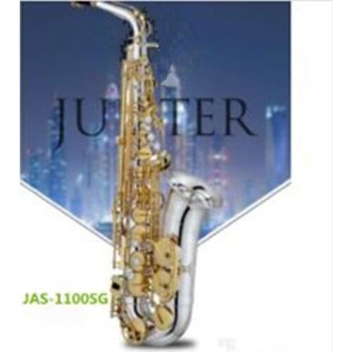 JAS 1100SG Alto Eb Tune Saxophone Brass Nickel Silver Plated Body Gold Lacquer Key Music Instrument E-Fat Sax With Case
