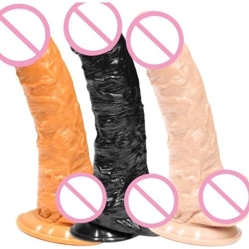 JIUAI Simulation Penis PVC Dildo Female Masturbation Device Vagina And Anus G-Spot Massage Stick