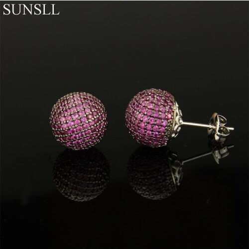 SUNSLL Copper Pins Multicolor Cubic Zirconia Stud Earrings Womens Party Fashion Jewelry Cobre CZ Brincos