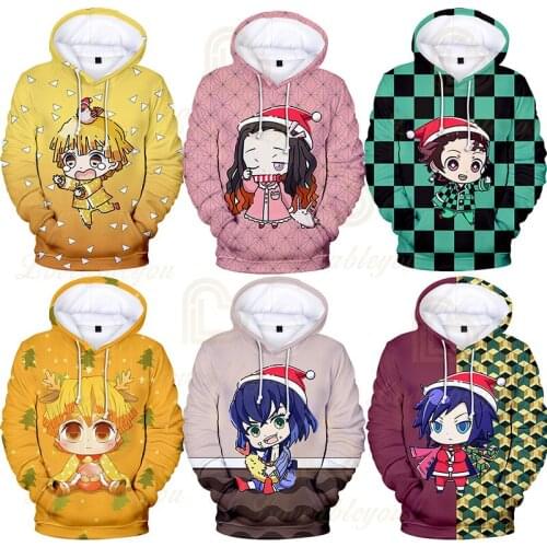 Cute Hoodies Sweatshirts Demon Slayer Cosplay 3D Print Hoodies Pullovers Cospaly Jackets Outerwears
