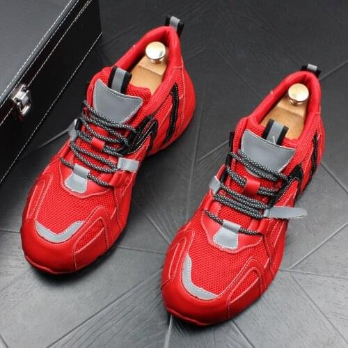 2021 new ins net red father shoes mens trend versatile Street Photo youth casual shoes inner heightening white net face shoes