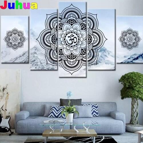 5 Pcs Buddha Mandala Zen Symbol 5d diy diamond painting full square drill mosaic diamond stitch embroidery gift religious decor