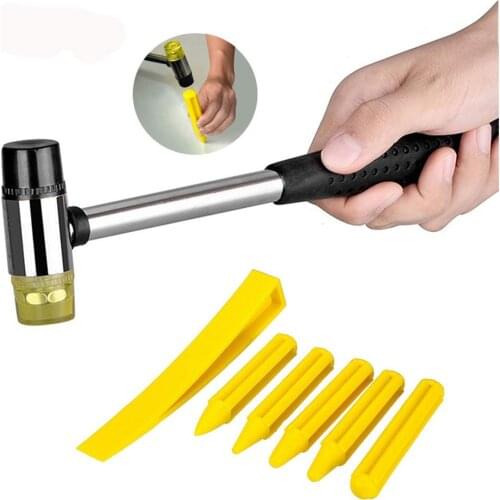 PDR Tools Kits Rubber Hammer+5pcs Yellow Leveling Pen Paintless Dent Repair Tool Hail Dent Removal Kit Hand Tool Set Kits