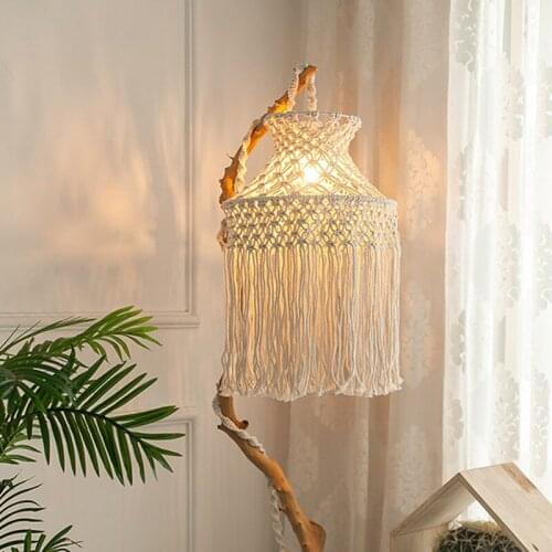Nordic Hand-woven Lampshade Simple Living Room Bedroom Chandelier Lampshade Boho Lamp Decoration Tapestry Wall