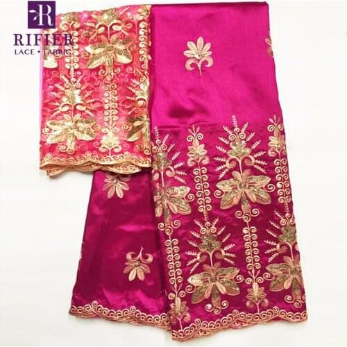 New Design Sequined Embroidered George Lace Fabric With 2 Yards Blouse African Gold Line Guipure Fabrics For Indian Lady Dresses
