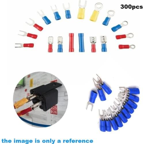 Crimp Spade Terminal Assorted Electrical Wire Cable Connector Kit Crimp Spade Insulated Ring Fork Spade Butt Set