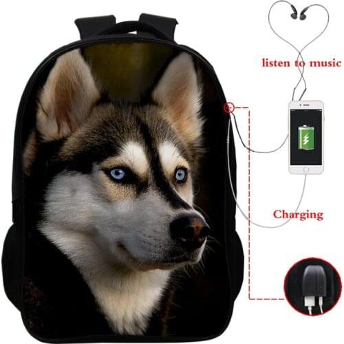 16 Inch Dog 3d Printed Children Backpack Orthopedic School Bags School Boys Girls Mochila Cute Dog Bagpack Usb Charging Backpack