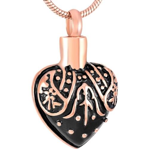 IJD9303 Stainless Steel Cremation Pattern Heart Shaped Commemorative Necklace Shallow Souvenir Ashes urn Pendant Jewelry