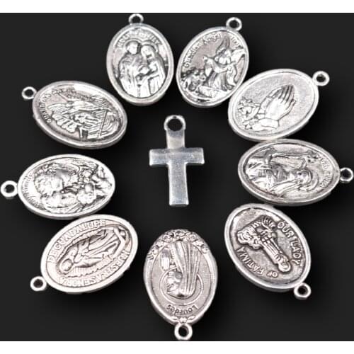 20pcs Mix Virgin Mary/Saint Michael/Holy Father/Holy Child/Holy Heart/Pontiff Pendant DIY Charms Christian Jewelry Crafts Making