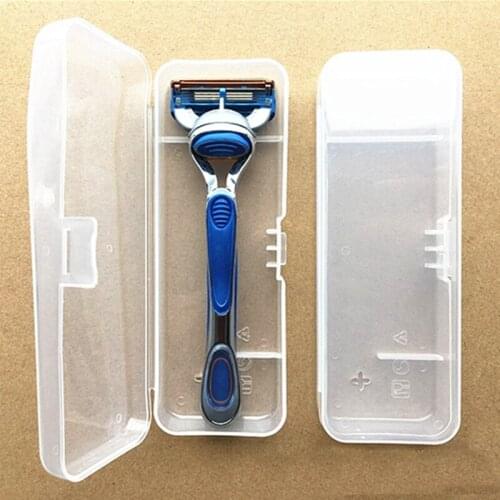 Portable Travel Mens Razor Case Transparent Plastic Razor Blades Storage Box Shaving Machine Container Holder