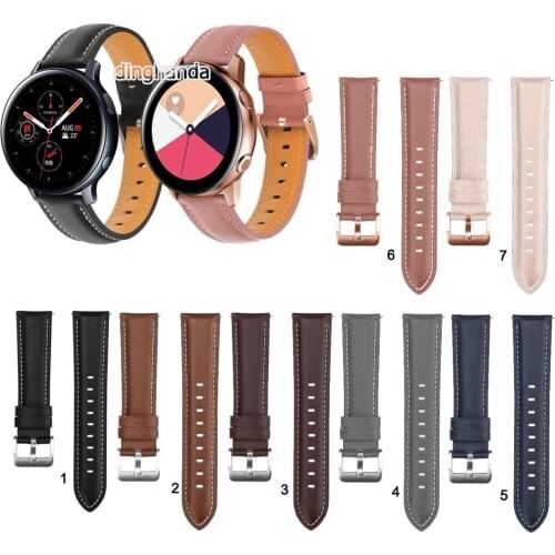 20mm Leather Watch Bands Straps for Samsung Active 2 40 44/ 41mm 42mm Replacement Elegant Wrist band strap Fashion Bracele
