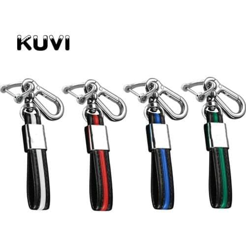 Hand Woven Leather Car KeyChain Detachable Metal 360 Degree Rotating Horseshoe Buckle Key Chain For Men Women High Quality Gift