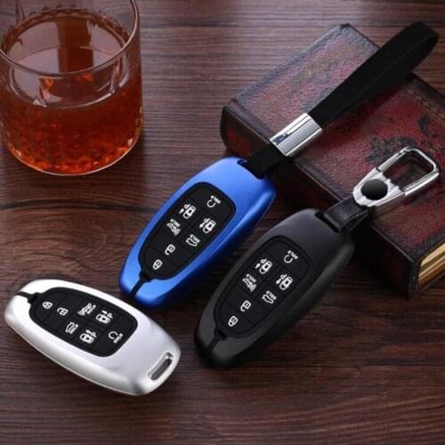 Aluminium Alloy+Silicone Car Remote Key Case Fob Cover For Hyundai Nexo Sonata 2019 2020
