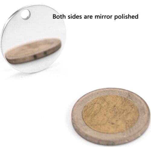 Simsimi 15/20mm Disc Pendant small loop 1.5mm round charm both sides mirror polished stainless steel wholesale 20pcs